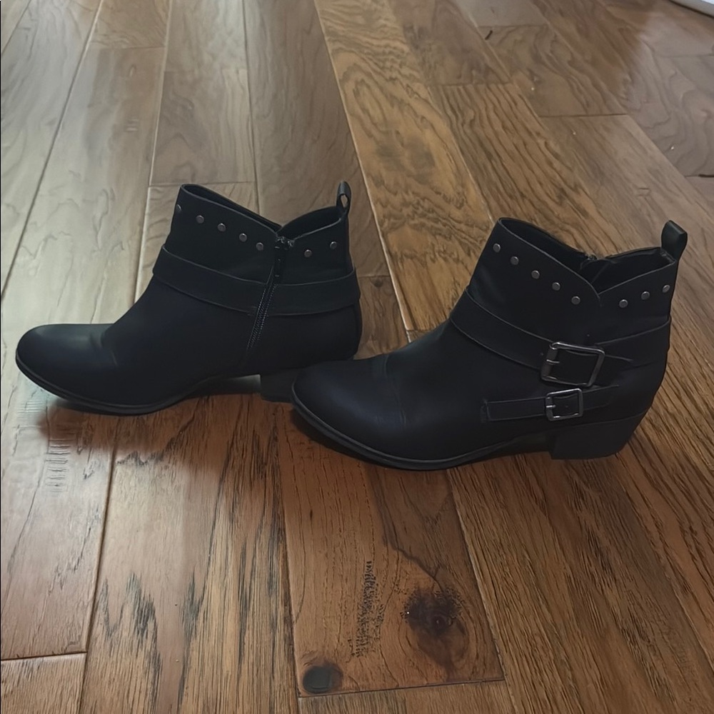 a.n.a Black Ankle Booties with Buckle Straps